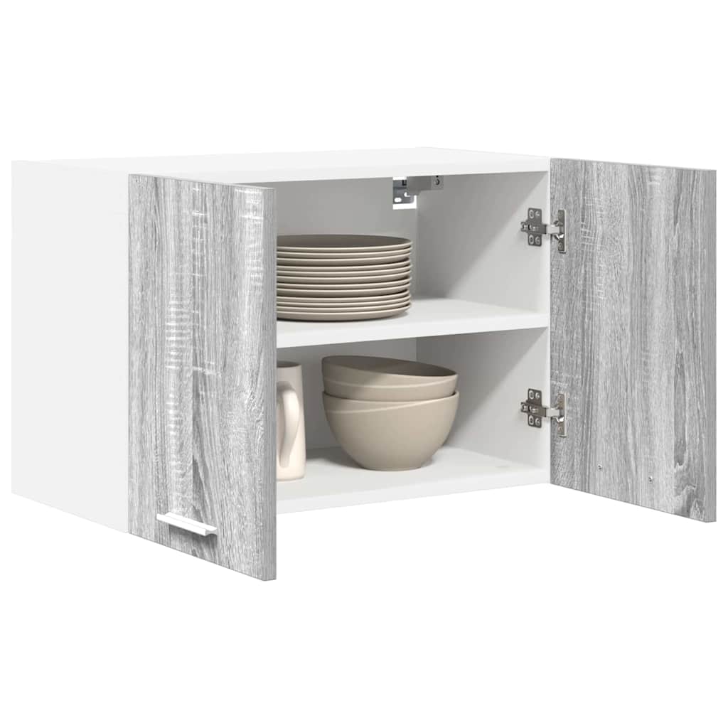 Hanging Cabinet with Shelf Riga 2 pcs Grey Sonoma and White